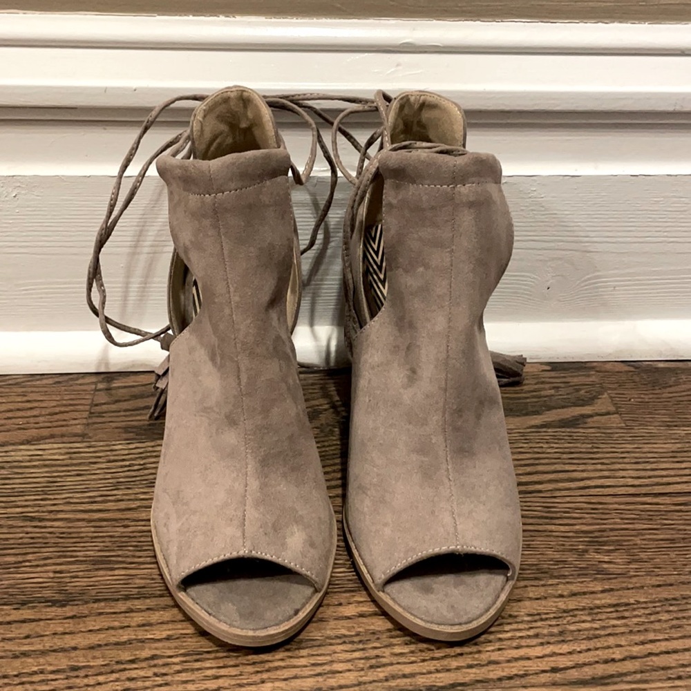 Taupe Lace Up Booties
